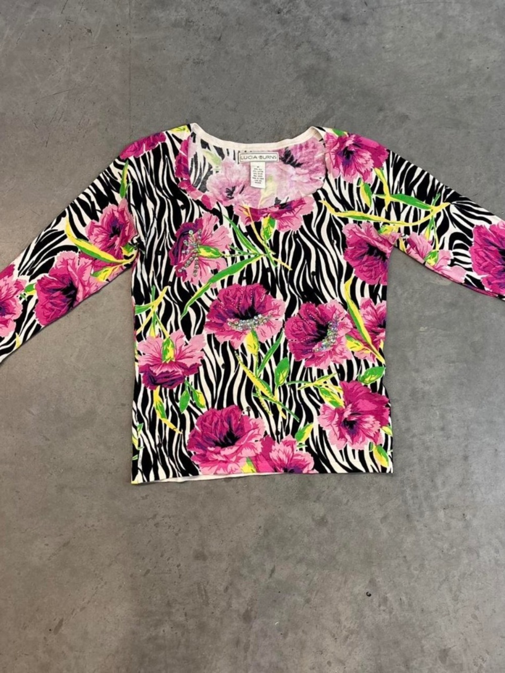 Lucia Burn Cute Zebra and Floral Top M size